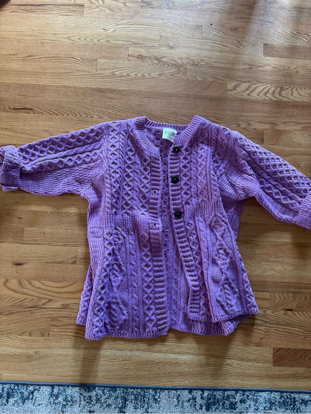 Lavender Cable-Knit Button Cardigan